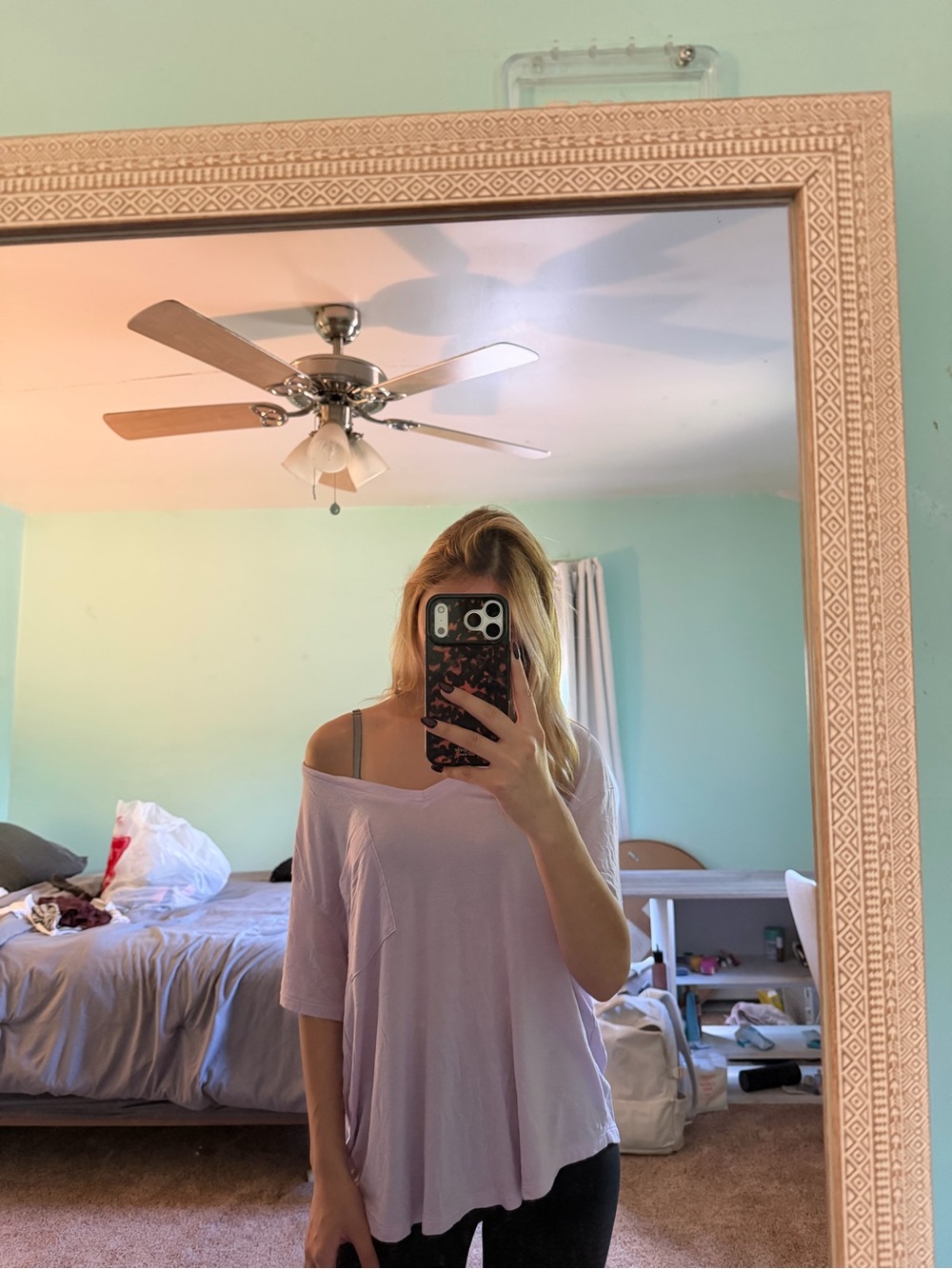 American Eagle Light Purple Off-Shoulder Women's Top